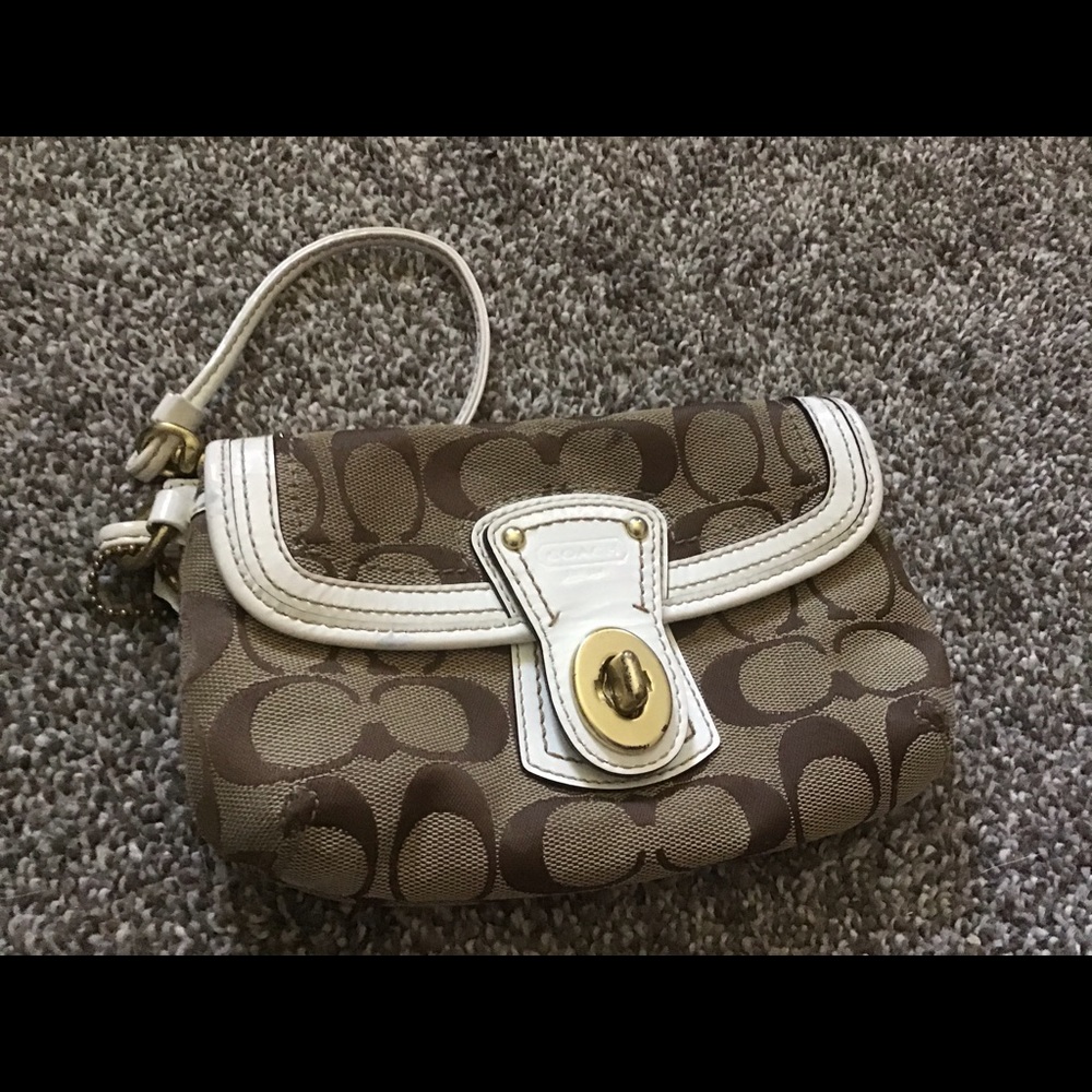 White and a Tan Fabric Wristlet